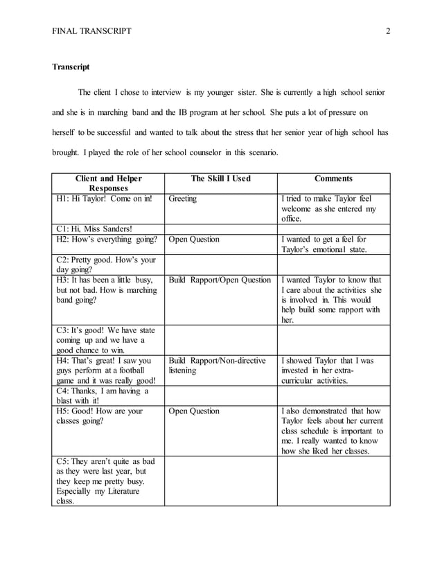 Coun 531 transcript assignment | PDF