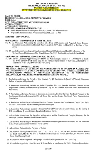 Ocean City Council agenda Feb. 28, 2013