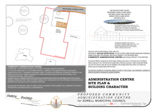 ADMINISTRATION CENTRE
SITE PLAN &
BUILDING CHARACTER
THE SECOND STOREY SHOWS
REASONABLE VIEWS OF MAIN SORELL
BUILDINGS, MOUNT WELLINGTON,
MIDWAY POINT & SOME WATER,
PASTURE & HILLS
COMMUNITYADMINIATRATION
CENTRE: 1200SM
P R O P O S E D C O M M U N I T Y
A D M I N I S T R A T I O N C E N T R E
for SORELL MUNICIPAL COUNCIL
SCALE_N/A @ A3 EpressionInterest: 2OF 2
FEBRUARY 2012
HERITAGE SHED
preferred council boundary
RSL
MEDICAL
OPTIONAL
TEMPORARY
PARK/PLANT
ACCESS/PARK/PLANT
NEW EXTENSION TO DUBBS & CO ROADOPTIONAL SITING:
WOULD SUIT A VARIED
BUILDING DESIGN
OPTIONAL SITING:
WOULD SUIT A VARIED
BUILDING DESIGN
OPTIONAL SITING:
WOULD SUIT A VARIED
BUILDING DESIGN
THE OLD LIVES OF RACETRACK, OVAL, RAIL ETC
OFFER RICH HERITAGE OPPORTUNITIES IN THE FUTURE STREETSCAPE/LANDSCAPE DESIGNS &
URBAN GUIDLINES FOR GENERAL NEW DEVELOPMENTS. THE PROPOSED NEW
COMMUNITY ADMINISTATION CENTRE ALSO SHOULD REFLECT THIS HERITAGE.
The Searson Brothers designed the Sorell railway buildings (also others in Tasmania such as St Marys):
DeBox proposed to use conventional low budget style construction generally.; subtly incorporated design
cues from the Searson style will carry the highlights of the building whilst fully modern 2012 detail and
finishes keep the building aligned with the future.
THE SKETCH SHOWN IS A POTENTIAL BARE OUTLINE AT THIS STAGE. THE FORM MAY CHANGE AS
DESIGN RESEARCH ENHANCES UNDERSTANDING.
THE ACCOMODATION PER COUNCIL'S BRIEF WILL FIT IN
APPROXIMATELY 1200 SM OF FLOOR. THE NATURE OF THE
CONSTRUCTION IS VERY SIMPLE WITH SOME DETAIL
ENHANCEMENTS. IT IS EXPECTED THAT $25,000/SM WILL BE
ADEQUATE SUBJECT TO COUNCILS FINISHING & SERVICING NEEDS.
DASH LINES SHOWS OPTIONAL FUTURE ROAD
& MALL TO SUGGEST URBAN CHARACTER
DESIGN AS OUTLINED IN SHEET 1.
THE SITING & APPEARANCE OF ANY
COMMUNITY ADMINISTATION CENTRE
IS IMPORTANT. THIS BUILDING PRESENTS AS 2 STOREY TO CLAIM A DIGNIFIED PRESENCE.
ITS LOCATION SHOULD BE KEY IN THE URBAN PRECINCT. CURRENTLY THE URBAN PRECINCT IS UNCLEAR IN
CHARACTER & LAYOUT. THIS NEEDS TO BE MADE CLEAR; TO THIS END THE PROPOSAL SUGGESTS A PRECINCT PLAN
BASED ON THE OLD RAIL YARDS & ENHANCED BY OTHER HERITAGE CUES & EVEN THE OLD FOOTBALL OVAL
(TOMORROW HERITAGE) - REFER SHEET 1.
COUNCIL HOLDS A CONSERVATION PLAN FOR THE OLD ENGINE SHED: WHICH HAS INFORMED THE PLAN & FOUND
GENERAL STRONG SUPPORT FROM ITS WRITER SAMUEL DIX. IT IS BELIEVED THAT THE HISTORICAL SOCIETIES WOULD
ENDORSE THE PLAN ALSO AS AID TO REGIONAL HERITAGE.
ENOUGH SAID OF HERITAGE: TODAY IS TODAY; HITECH & MODERN; THESE ELEMENTS WILL UNDERPIN THE PROJECT.;
THE HERITAGE CUES BEING ARTFULLY INCORPORATED.
0447 651 420 debox@bigblue.net.au M JOHN LATHAM AIA(A+), REGISTERED ARCHITECT
THE MATERIALS ARE MANIPULATED SO AS TO
CONTRIBUTE TO DESIRED BUILDING CHARACTER.. IT WILL
BE A HYBRID OF MASONRY, TIMBER, STEEL, GLASS,
POSSIBLY CORRUGATED METAL IN THE EXTERNAL &
POSSBLY CORRUGATED METAL ROOF.
 