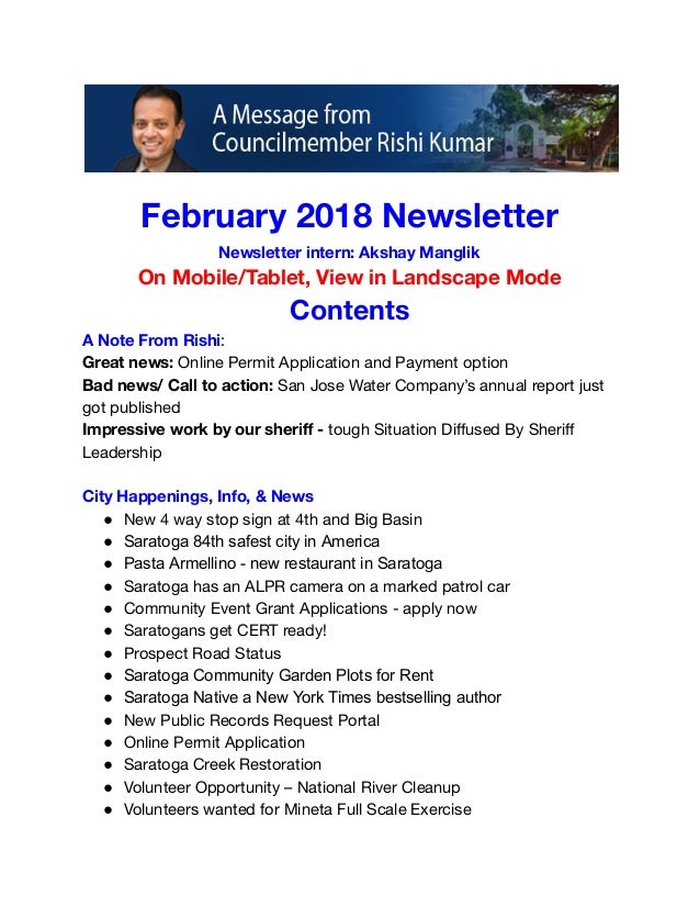 councilmember rishi kumar february 2018 newsletter