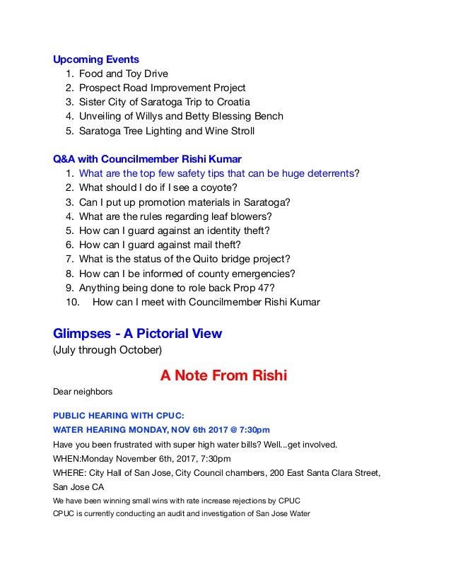 november 2017 newsletter councilmember rishi kumar saratoga