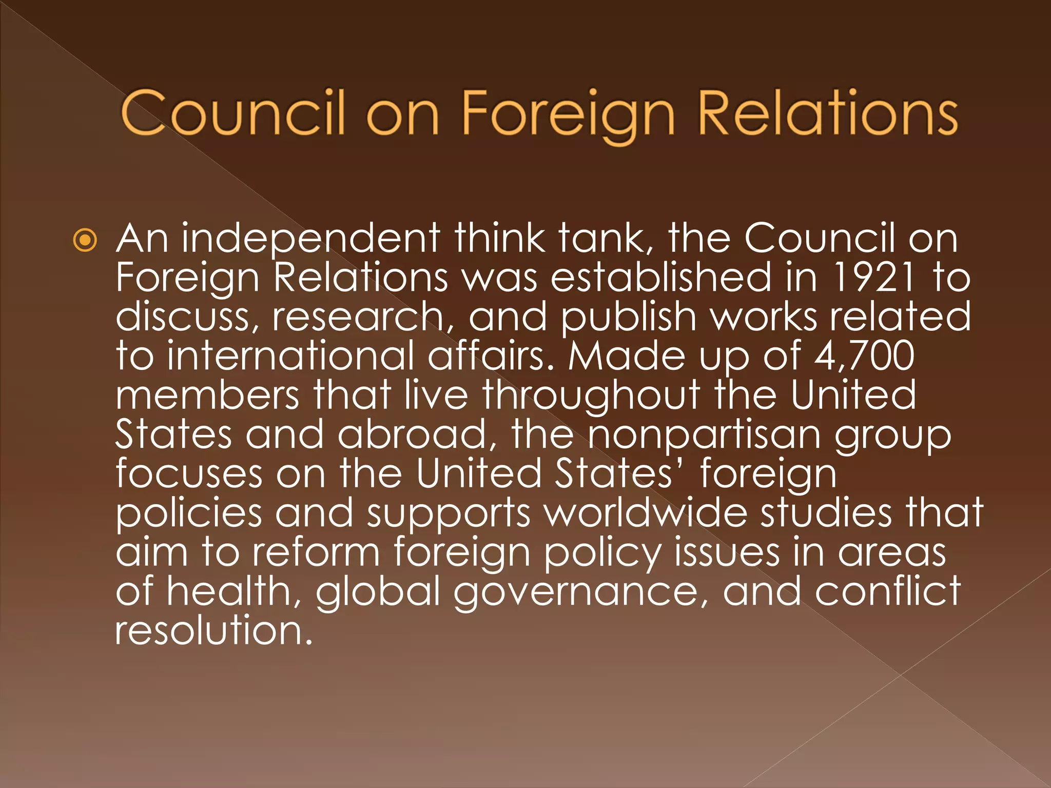 Council on Foreign Relations Membership | PPT