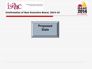 Confirmation of New Executive Board, 2014-16
Proposed
Slate
 