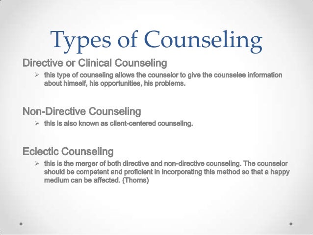 counseling types of counselors
