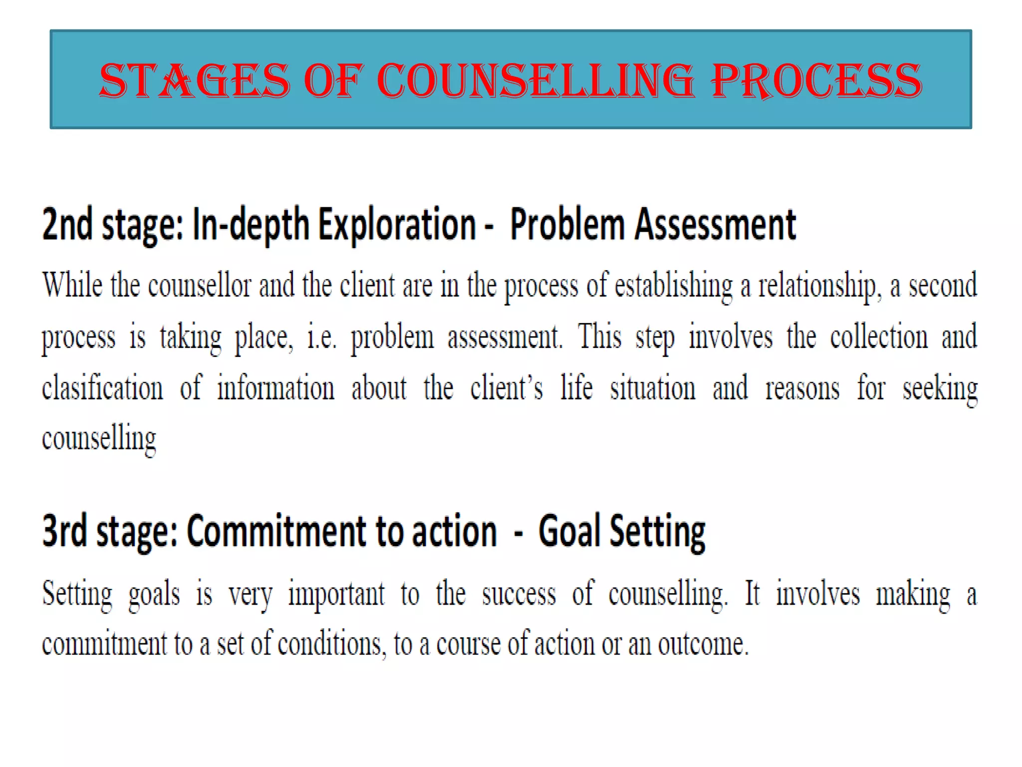 Stages of counselling process
• .
 