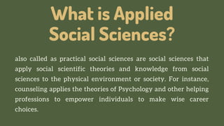 Disciplines and Ideas in the Applied Social Sciences | PDF