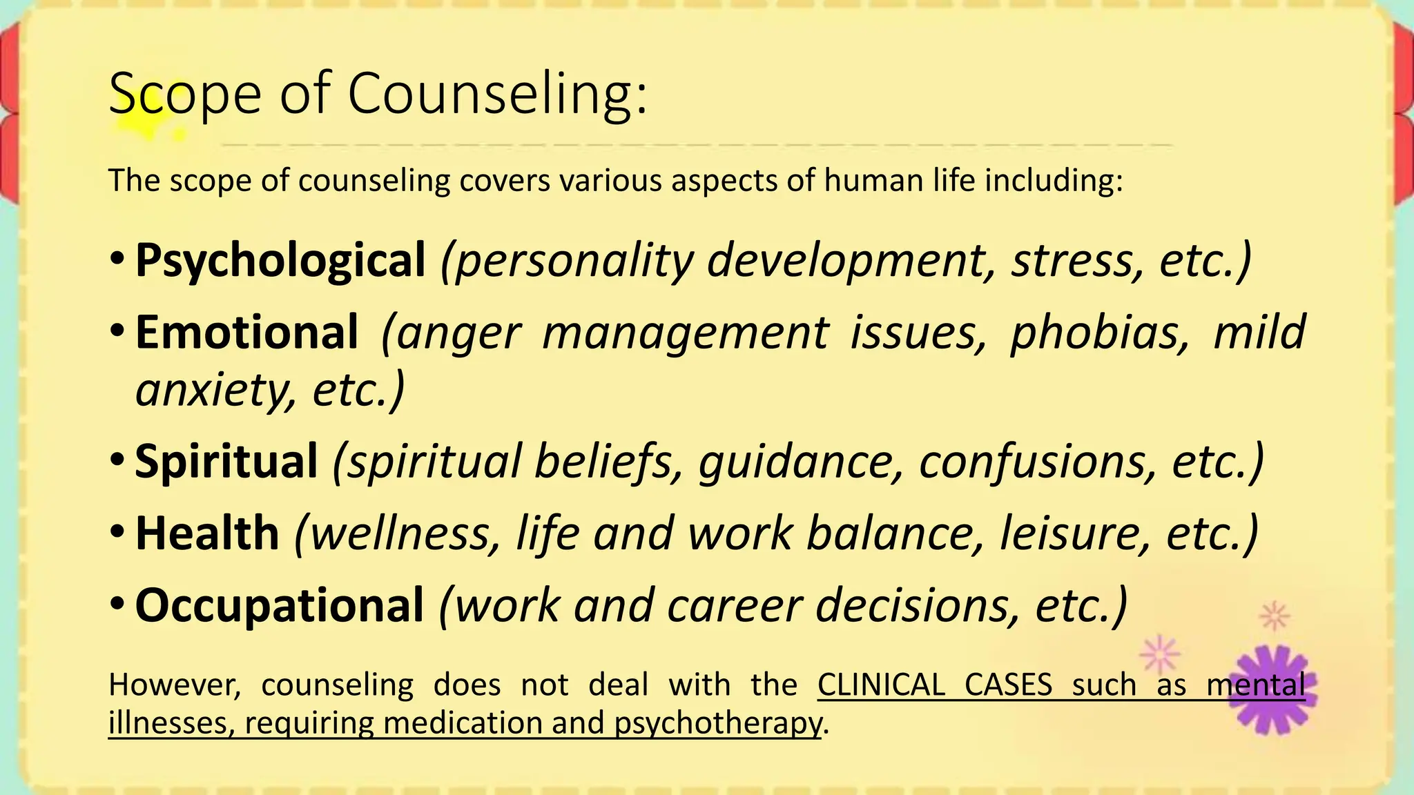 Counseling-HUMSS-ppt Goal,Scope, Function, Competencies.pptx | Mental ...