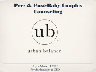 Pre- & Post-Baby Couples
Counseling

Joyce Marter, LCPC
Psychotherapist & CEO

 