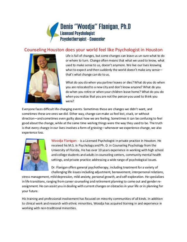 Counseling Houston does your world feel like Psychologist in Houston