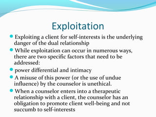 Client Exploitation Counseling presentation1 | PPT