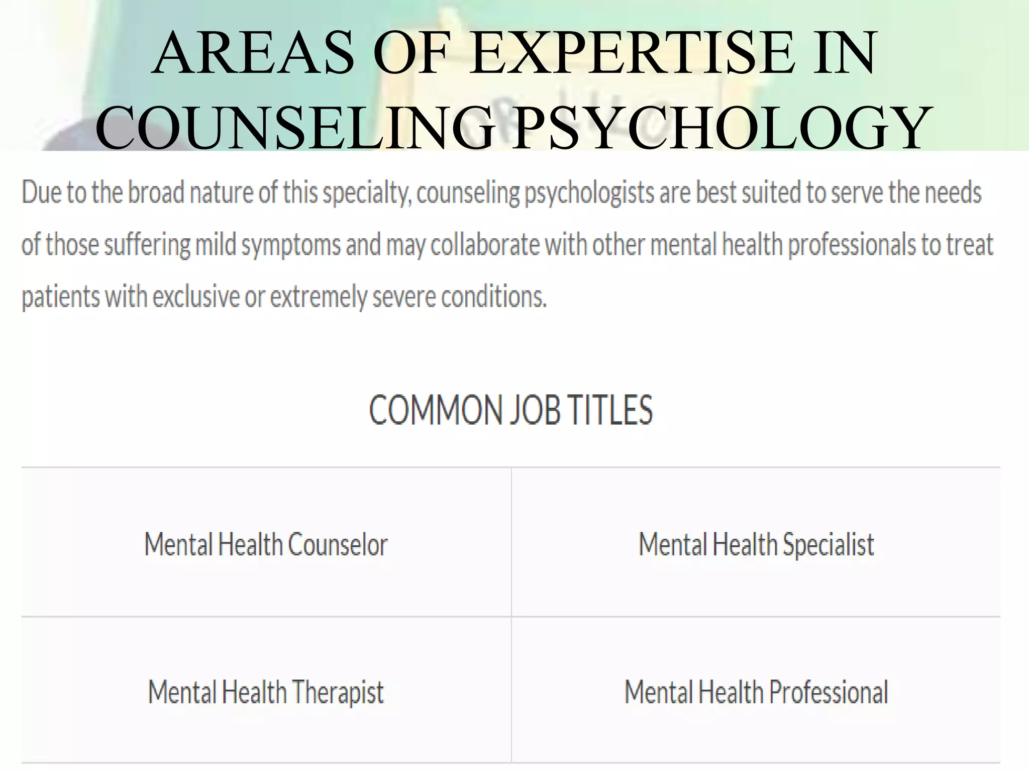 Counseling psychology identity | PPTX | Mental Health | Diseases and ...