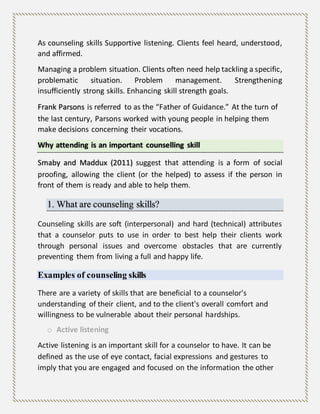 Counseling skills, and responding, active listening | DOCX