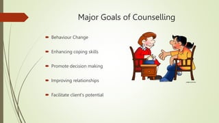 Objectives of Counselling
 1. Achievement of Positive Mental Health: When a person is able to
relate positively and meani...