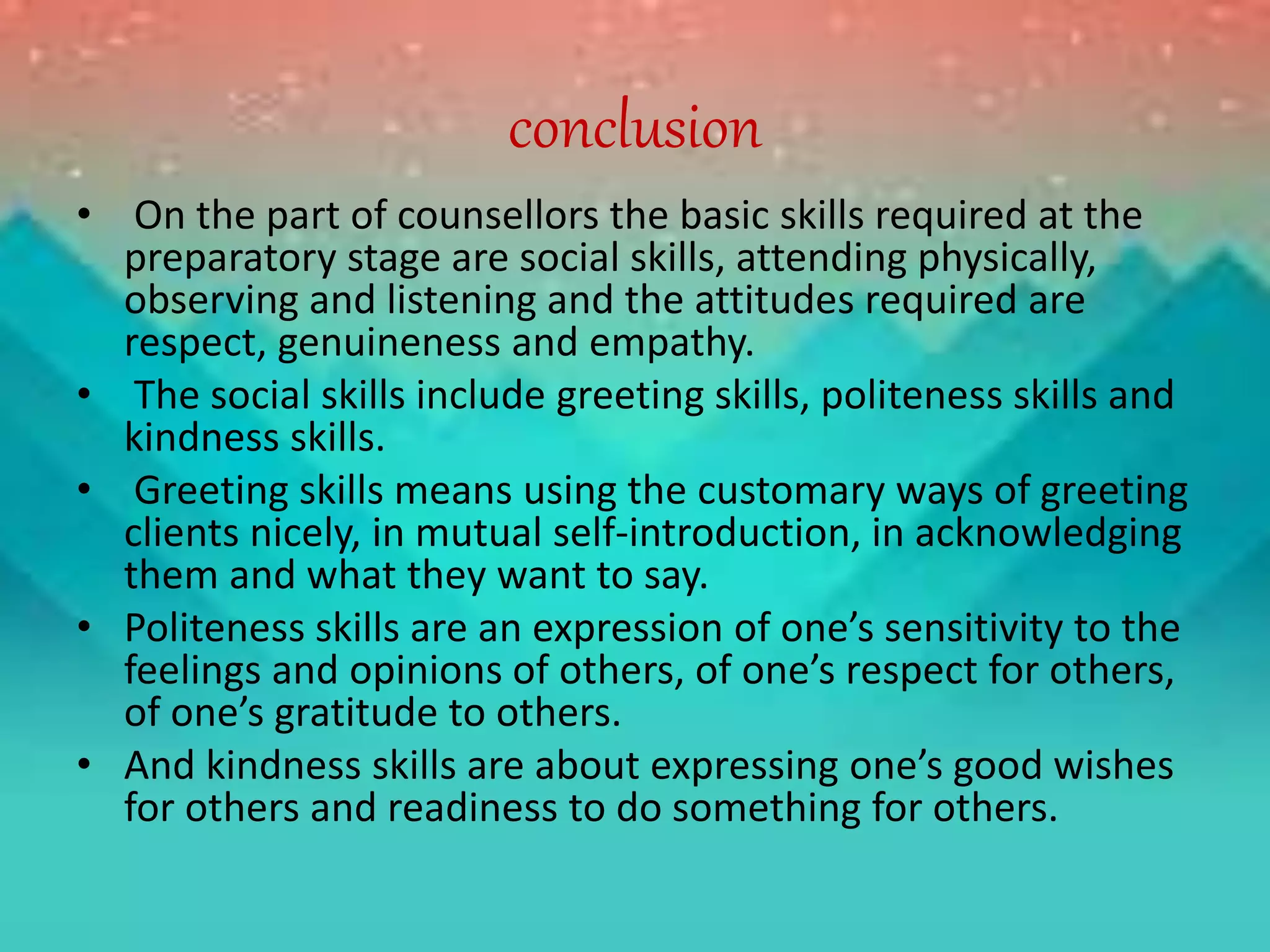 Counselling process and skills | PPTX