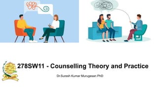 278SW11 - Counselling Theory and Practice
Dr.Suresh Kumar Murugesan PhD
 