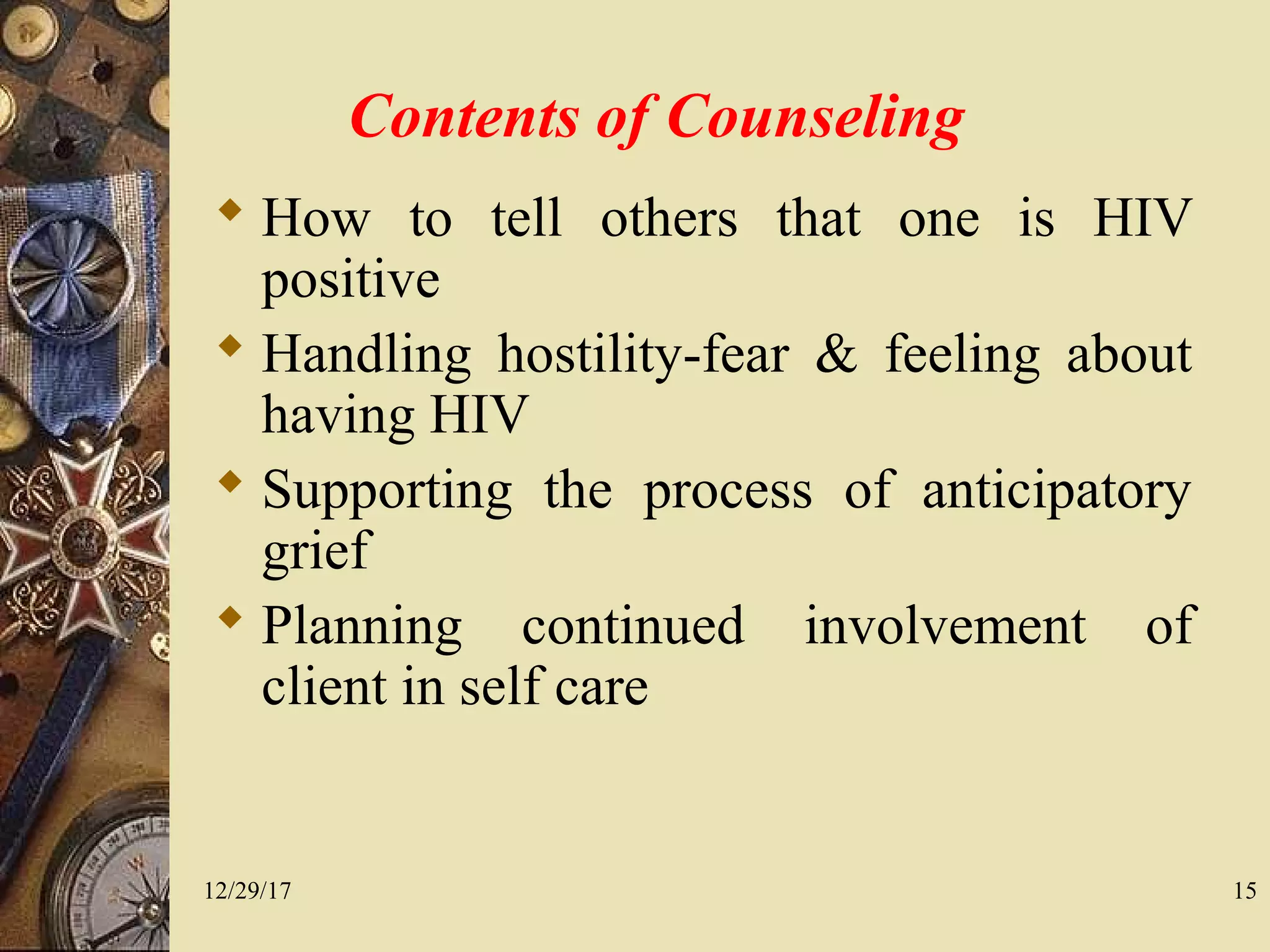 Counselling of people living with HIV/AIDS | PPT