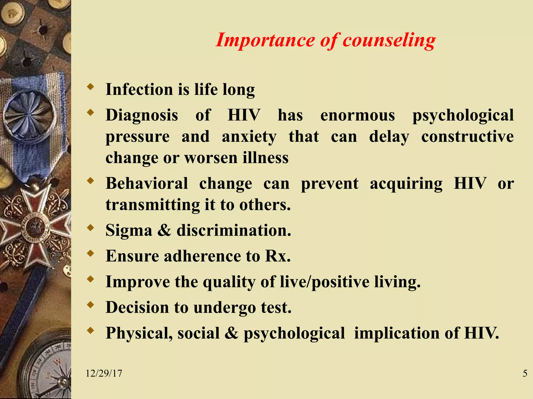 Counselling of people living with HIV/AIDS | PPT