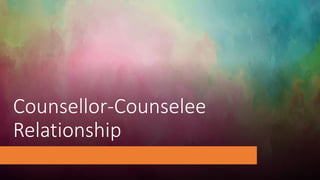 Counsellor-Counselee
Relationship
 