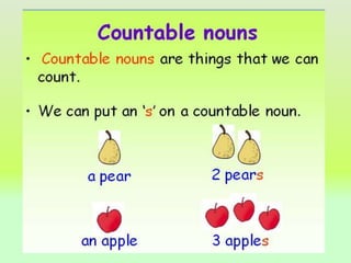 COUNTABLE AND UNCOUNTABLE NOUNS 