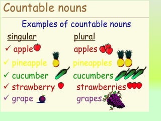 COUNTABLE AND UNCOUNTABLE NOUNS 
