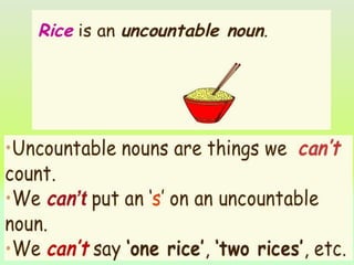 COUNTABLE AND UNCOUNTABLE NOUNS 