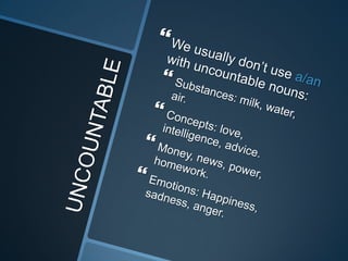 Countable and uncountable nouns