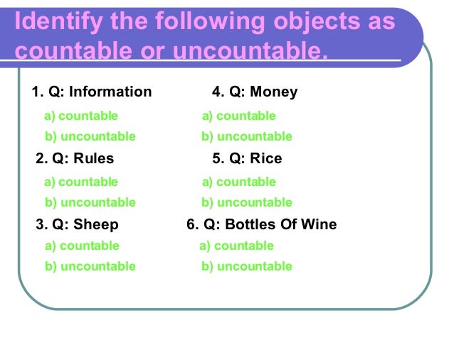 Countable And Uncountable Nouns