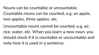 Countable and uncountable nouns