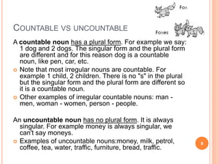 Com Man Countable Countable and uncountable nouns cristina galán | PPTX