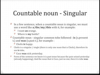 Countable Sentense Countable and uncountable nouns 2 | PPT