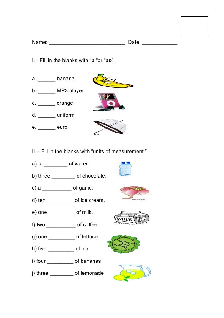 countable and uncountable nouns exam