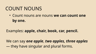 Countable Cartoon Countable and Uncountable Nouns Quiz Presentation in Colorful Cartoony ...