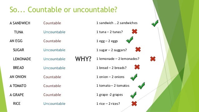 Countable (c) and uncountable (u Countable (c) and uncountable (u