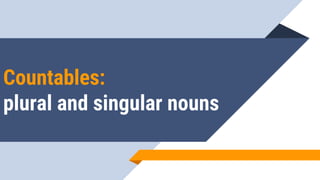 Countables:
plural and singular nouns
 