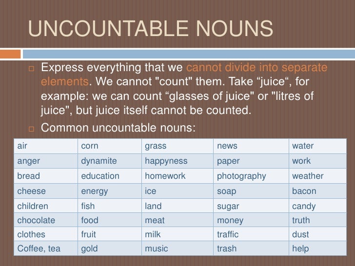 Countable & Uncountable Nouns