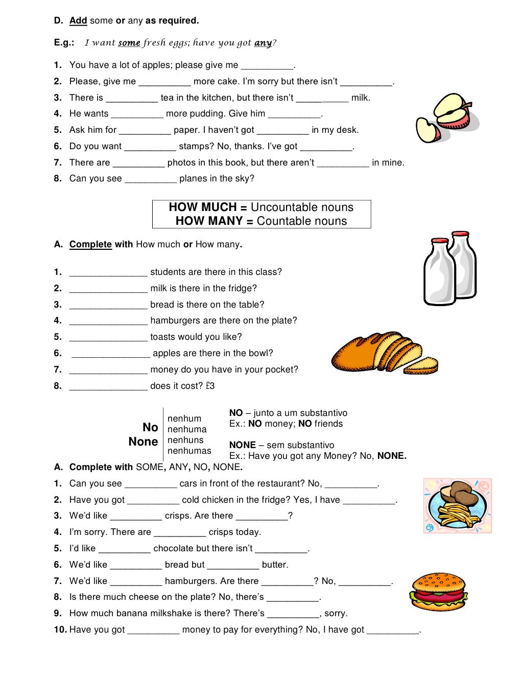 Countable And Non Countable Nouns Worksheet