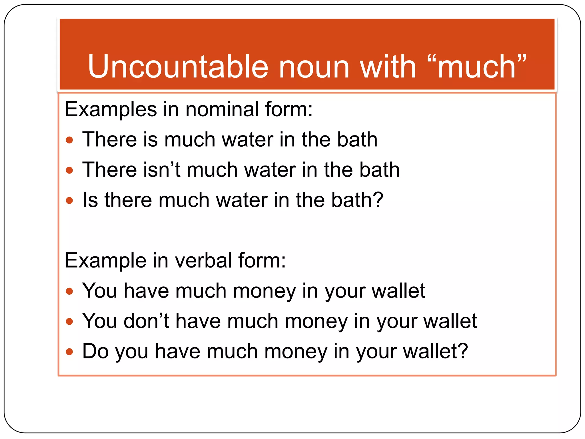 Countable & uncountable nouns | PPTX