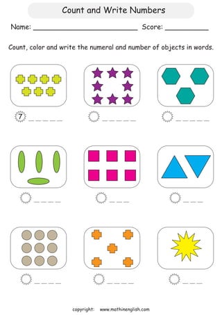Mathematics - count and write numbers | PDF