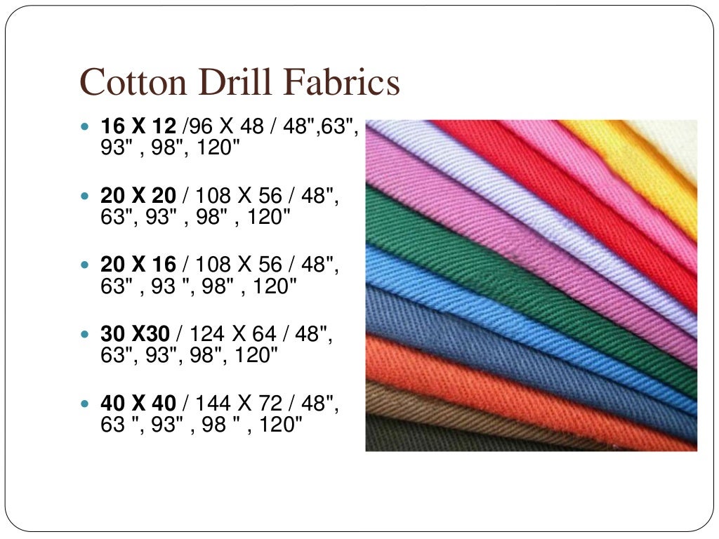 Count, construction and width of common cotton