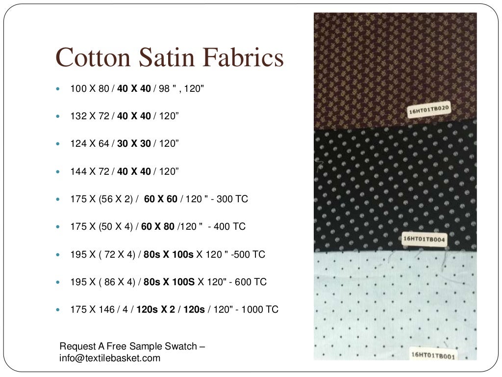 Count, construction and width of common cotton