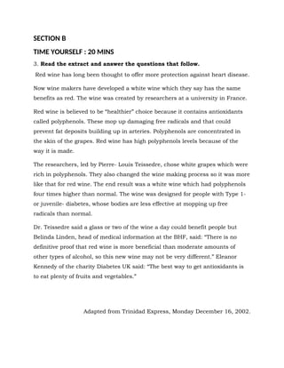 Effective Practice Exercises for CSEC English A Exam: Summary Writing ...