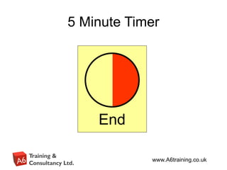 www.A6training.co.uk
5 Minute Timer
End
 