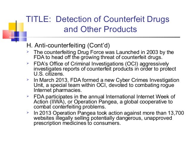 Status of counterfeiting