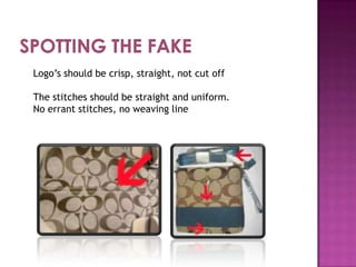 Logo’s should be crisp, straight, not cut off
The stitches should be straight and uniform.
No errant stitches, no weaving line

 