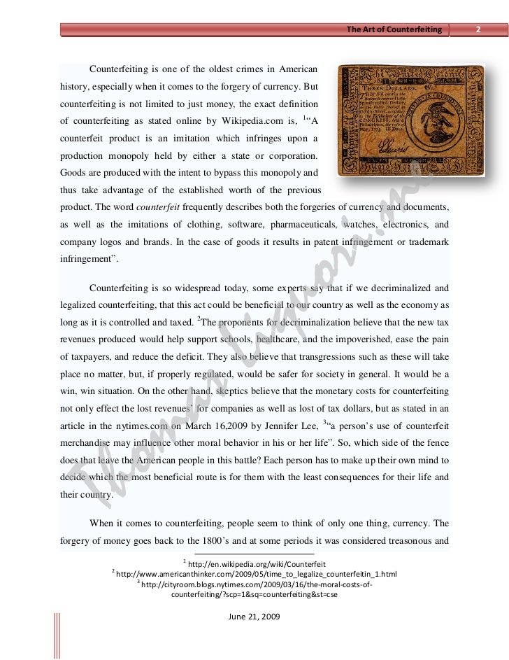 The Act of Counterfeiting