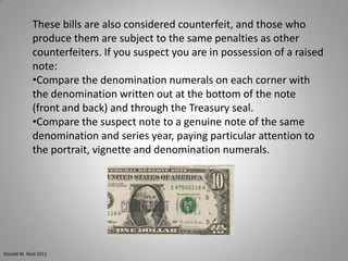 Raised Note Vs Counterfeit Note Counterfeit money | PDF