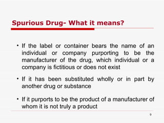 Spurious Drug Example Counterfeit Regulatory Consideration | PPT