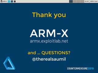 NETSQUARE (c) SAUMIL SHAHCOUNTERMEASURE | 2019
Thank you
and … QUESTIONS?
@therealsaumil
COUNTERMEASURE|2019
 