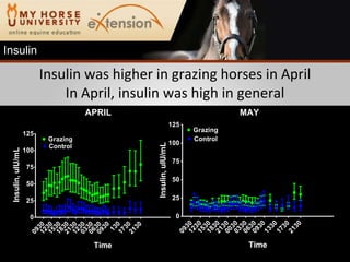 Insulin was higher in grazing horses in April In April, insulin was high in general APRIL MAY Insulin 