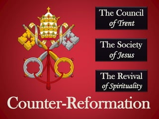 The Council
of Trent
Counter-Reformation
The Society
of Jesus
The Revival
of Spirituality
 